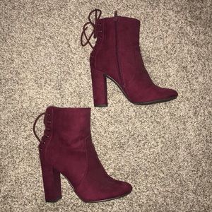 Maroon Heeled Ankle Boots